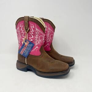 Lil Durango Cowgirl Boots Youth Girls 2M Pink Brown Let Love Fly Western Riding